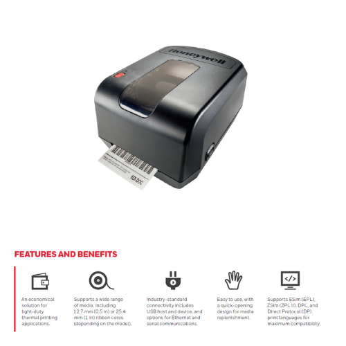 Honeywell PC42T Plus 4-inch Desktop Printer - Image 2
