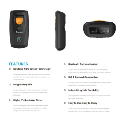 Newland NLS-BS8080-2D Handheld Wireless Bluetooth 2D Barcode Scanner - Image 3