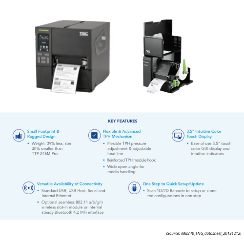 TSC MB240T Industrial Direct Thermal Barcode Label Printer - Image 4