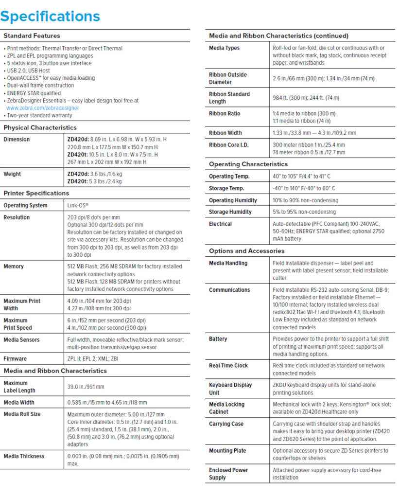 Zebra ZD420 4inch Desktop Printer Best AutoID Solution Provider